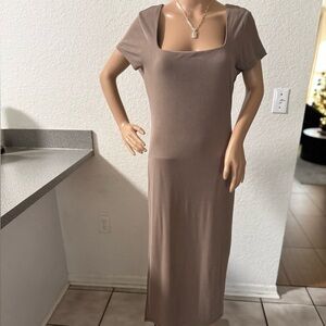 Elegant Tan Maxi Dress